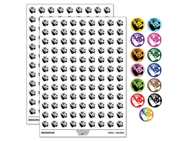 Waving Panda Saying Hai 200+ 0.50" Round Stickers