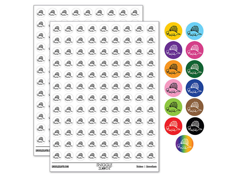 Wary Dimetrodon Dinosaur with Dorsal Sail Fin 200+ 0.50" Round Stickers