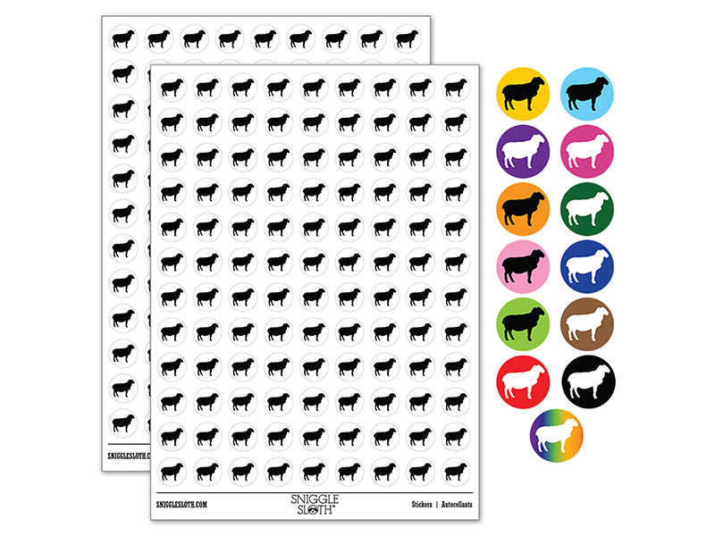 Solid Sheep Farm Animal 200+ 0.50" Round Stickers