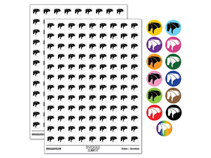 Wild Horse Head Mane Blowing 200+ 0.50" Round Stickers