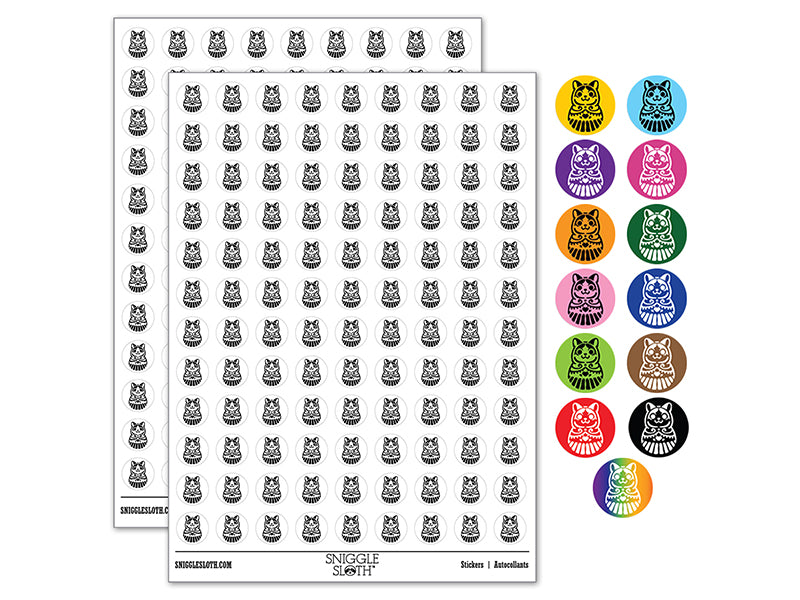 Cat Russian Nesting Doll Matroyshka Babushka 200+ 0.50" Round Stickers
