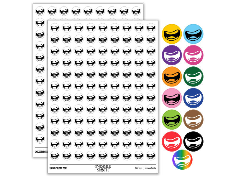 Big Cartoon Smile Mouth Wide Open Teeth Round Sticker Pack