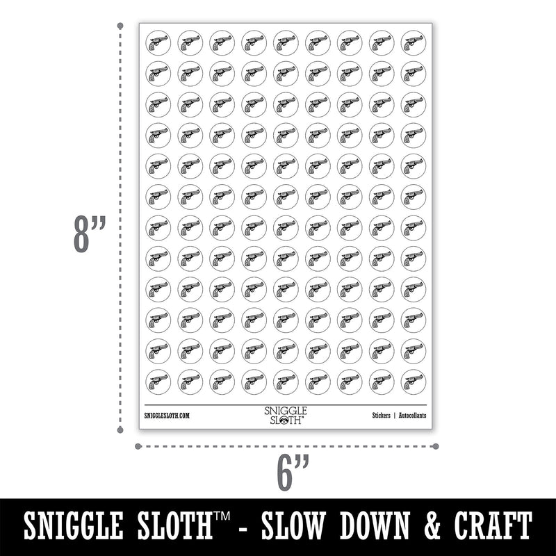 Cowboy Western Gun Revolver Handgun Round Sticker Pack