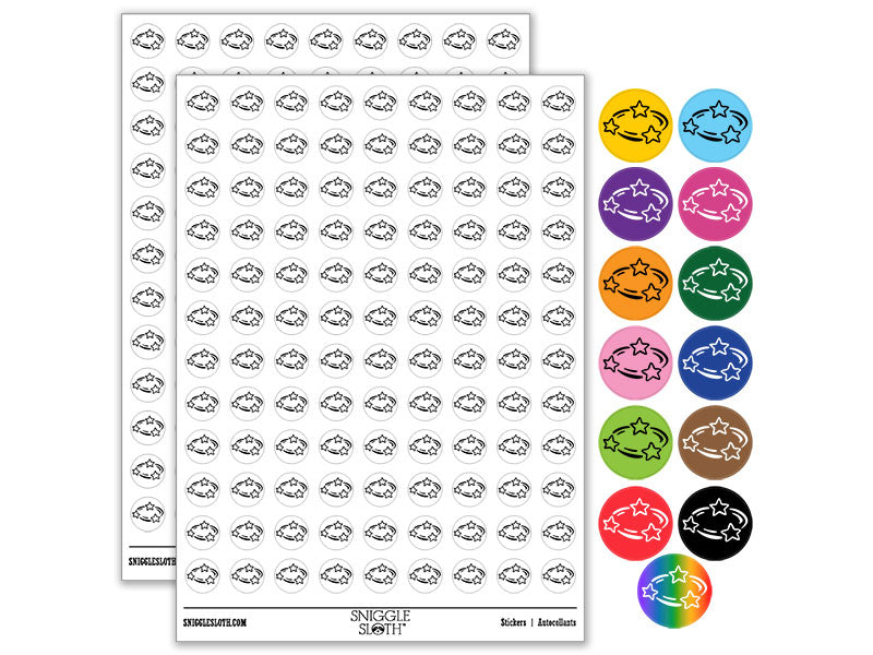 Dizzy Confused Circling Stars Cartoon Round Sticker Pack