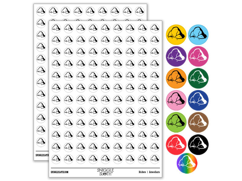 Hand Drawn Rock Stone Boulder Round Sticker Pack