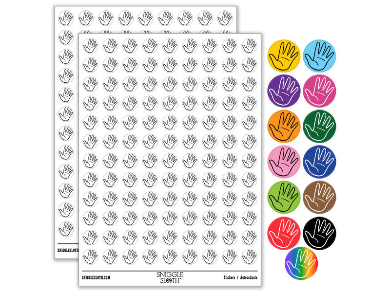 Hand Holding Up Five Fingers Open Palm Round Sticker Pack