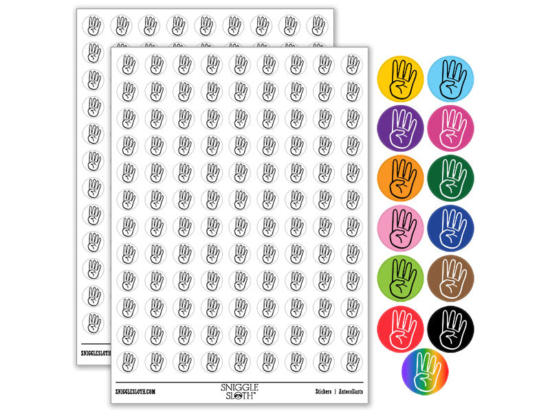 Hand Holding Up Four Fingers Round Sticker Pack