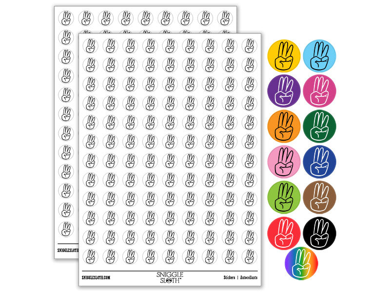 Hand Holding Up Three Fingers Round Sticker Pack