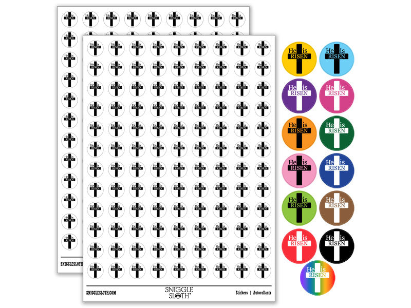 He Is Risen Jesus Christ Cross Easter Christianity Round Sticker Pack