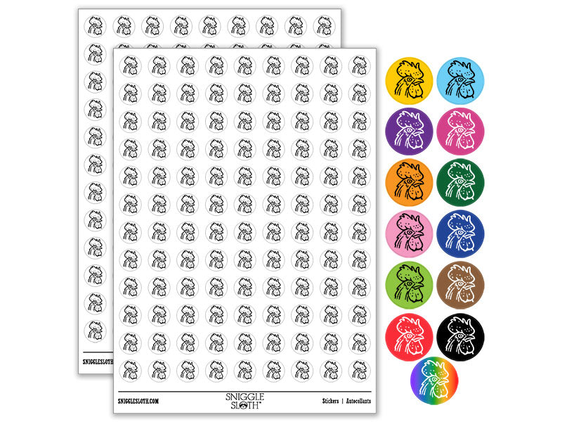 Intimidating Rooster Chicken Head Round Sticker Pack