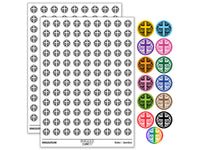 Ivy Floral Cross Easter Christianity Religious Symbol Round Sticker Pack