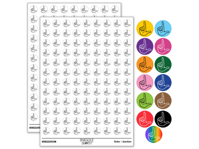 Loser L Hand Sign Symbol Round Sticker Pack