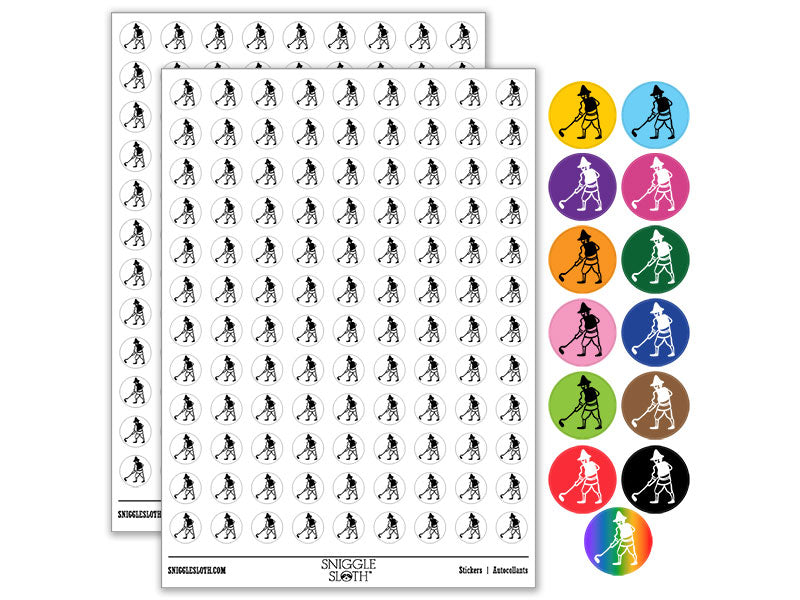 Medieval Farmer Peasant Tilling Land Garden Round Sticker Pack
