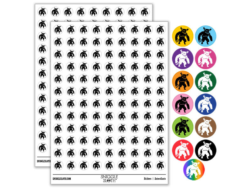 Minotaur Mythical Man Bull Creature Round Sticker Pack
