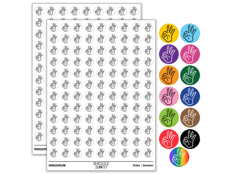 OK Okay Hand Sign Round Sticker Pack