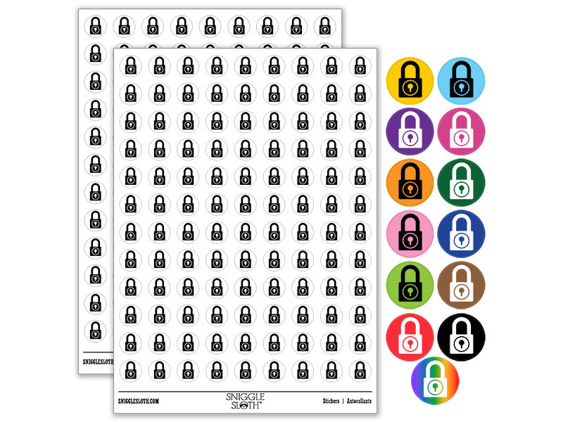 Padlock Locked Keyhole Security Symbol Round Sticker Pack
