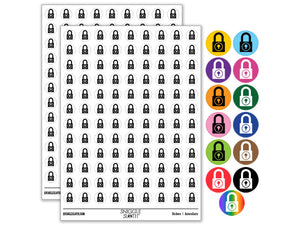 Padlock Locked Keyhole Security Symbol Round Sticker Pack
