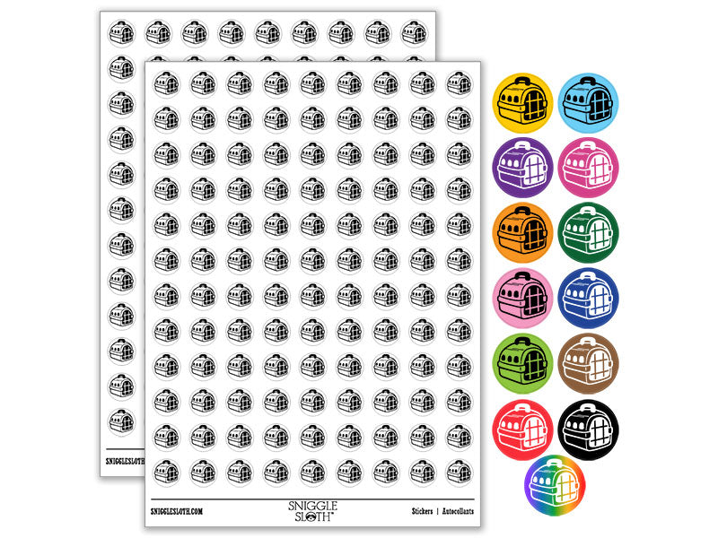 Pet Carrier Animal Cage Dog Cat Round Sticker Pack