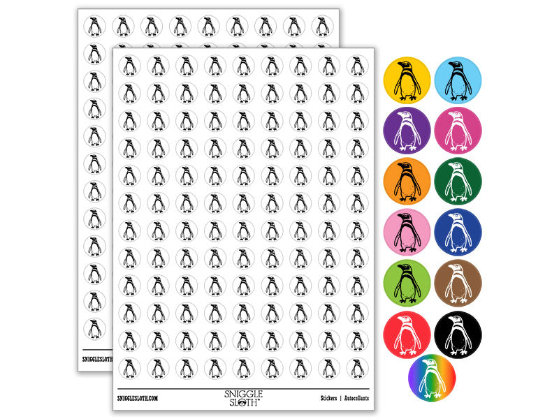 Realistic Magellanic Penguin Bird South America Round Sticker Pack