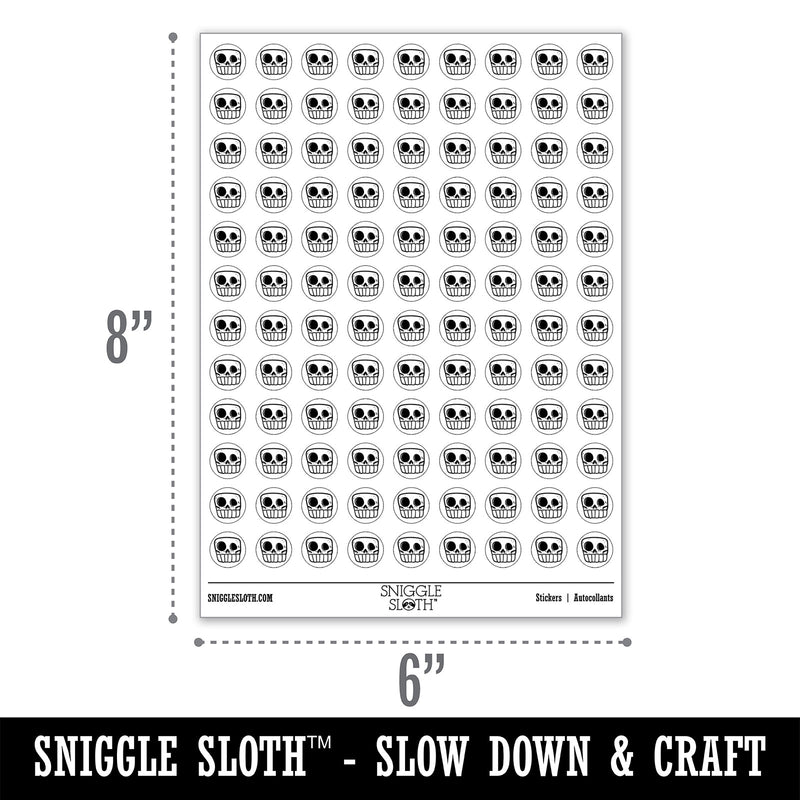 Square Cartoon Skull Skeleton Bones Round Sticker Pack