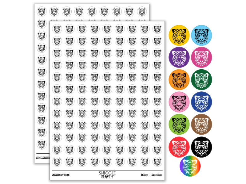 Stoic Leopard Head Spotted Big Cat Round Sticker Pack