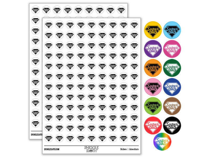 Super Dad Father's Day Superhero Diamond Round Sticker Pack