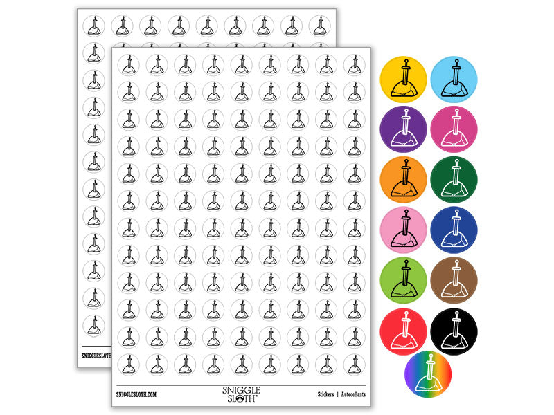Sword In Stone King Arthur Camelot Medieval Fantasy Round Sticker Pack
