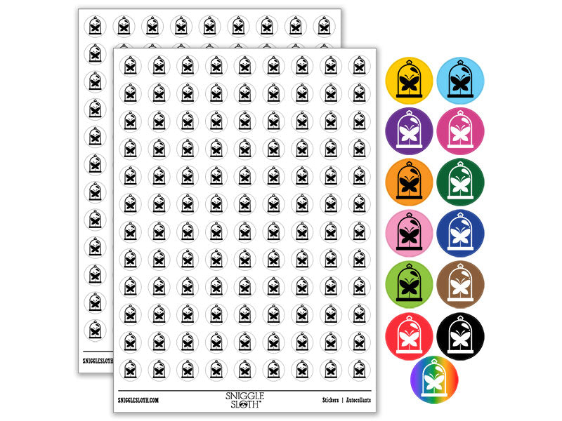 Taxidery Butterfly Insect In Glass Case Round Sticker Pack