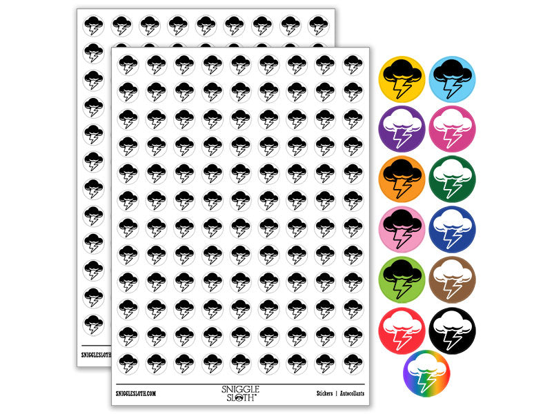 Thunder Storm Cloud Weather Lighting Bolt Round Sticker Pack