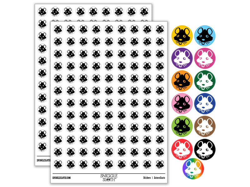 Ugly Rat Head Vermin Pest Cartoon Round Sticker Pack