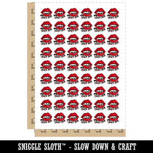 Bite Me Vampire Teeth Lips Fangs Temporary Tattoo Water Resistant Fake Body Art Set Collection (1 Sheet)