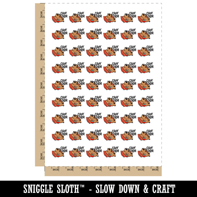 Carpe Diem Capybara Seize the Day Relaxing Temporary Tattoo Water Resistant Fake Body Art Set Collection (1 Sheet)