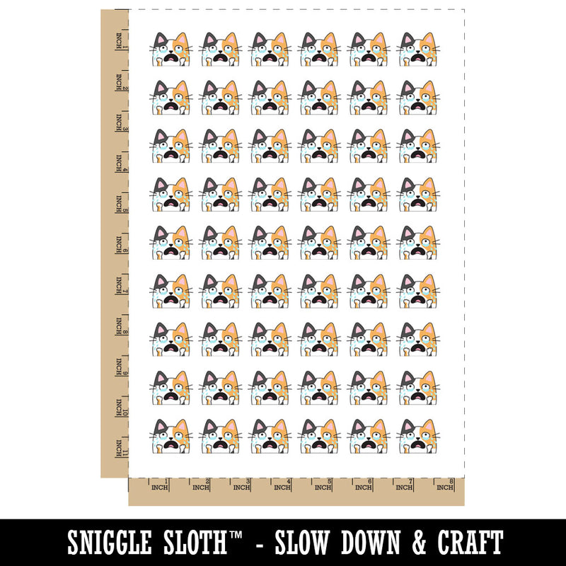 Crying Upset Cat Temporary Tattoo Water Resistant Fake Body Art Set Collection (1 Sheet)