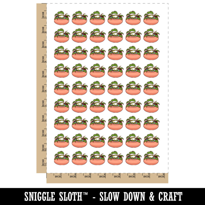 Flourishing Moisturized Happy Frog In Clay Jar Temporary Tattoo Water Resistant Fake Body Art Set Collection (1 Sheet)