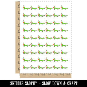 Green Anole Lizard American Chameleon Temporary Tattoo Water Resistant Fake Body Art Set Collection (1 Sheet)