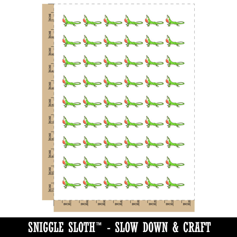 Green Anole Lizard American Chameleon Temporary Tattoo Water Resistant Fake Body Art Set Collection (1 Sheet)