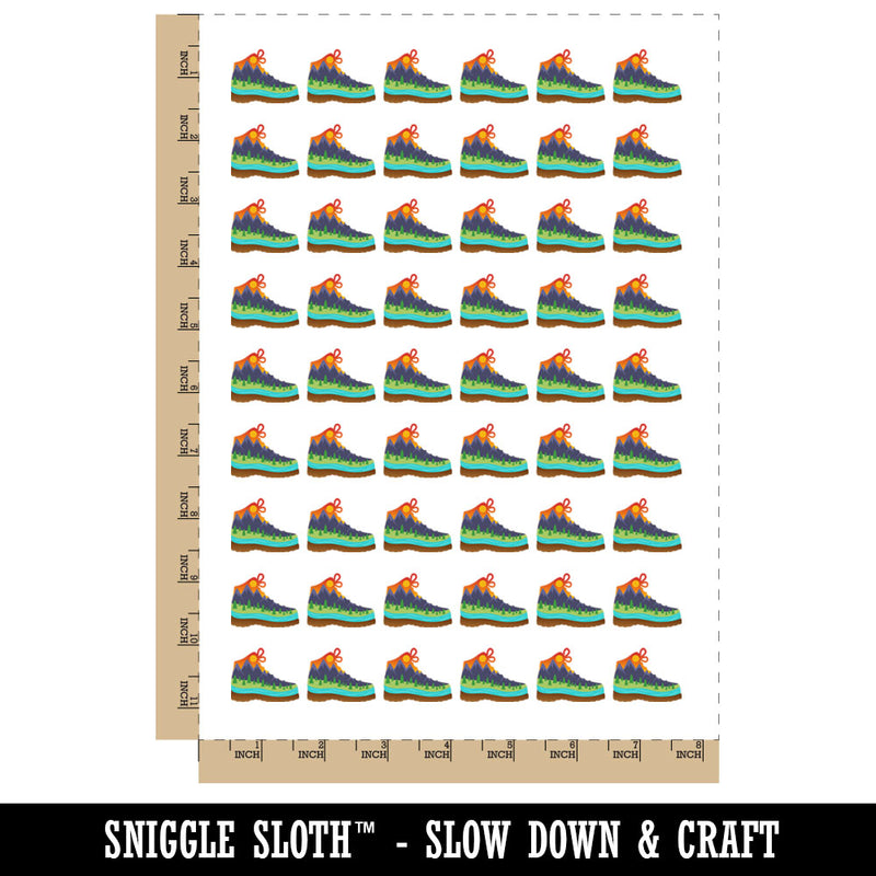 Hiking Boot Mountain Scene Temporary Tattoo Water Resistant Fake Body Art Set Collection (1 Sheet)