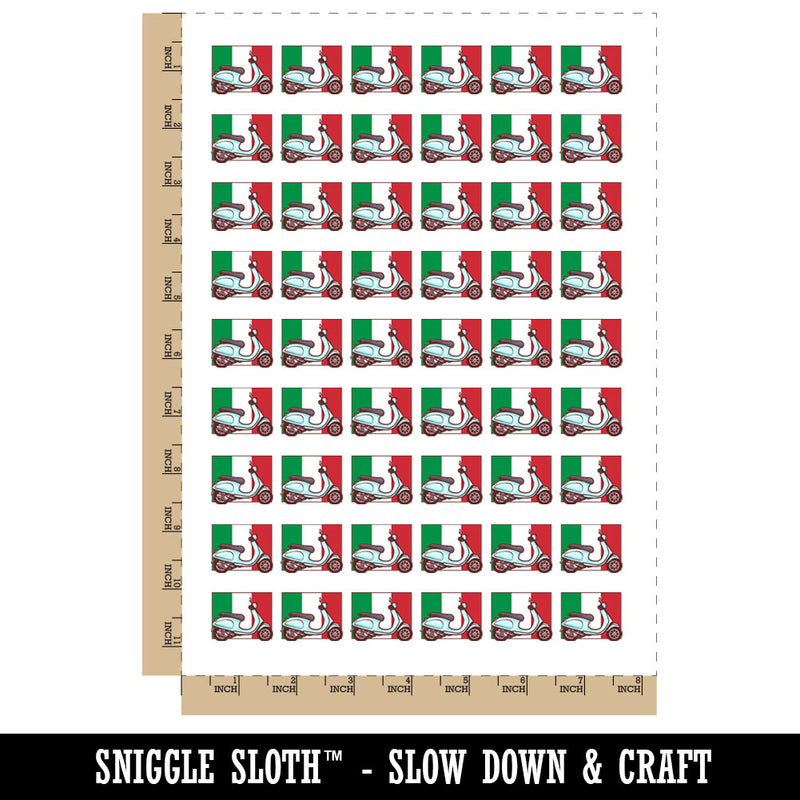 Moped Bike Italian Flag Vehicle Temporary Tattoo Water Resistant Fake Body Art Set Collection (1 Sheet)