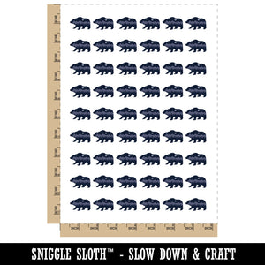 Mountain Scene Bear Silhouette Temporary Tattoo Water Resistant Fake Body Art Set Collection (1 Sheet)