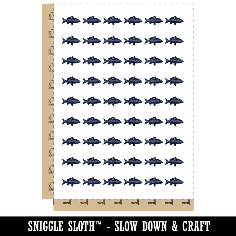 Mountain Scene Fish Silhouette Temporary Tattoo Water Resistant Fake Body Art Set Collection (1 Sheet)