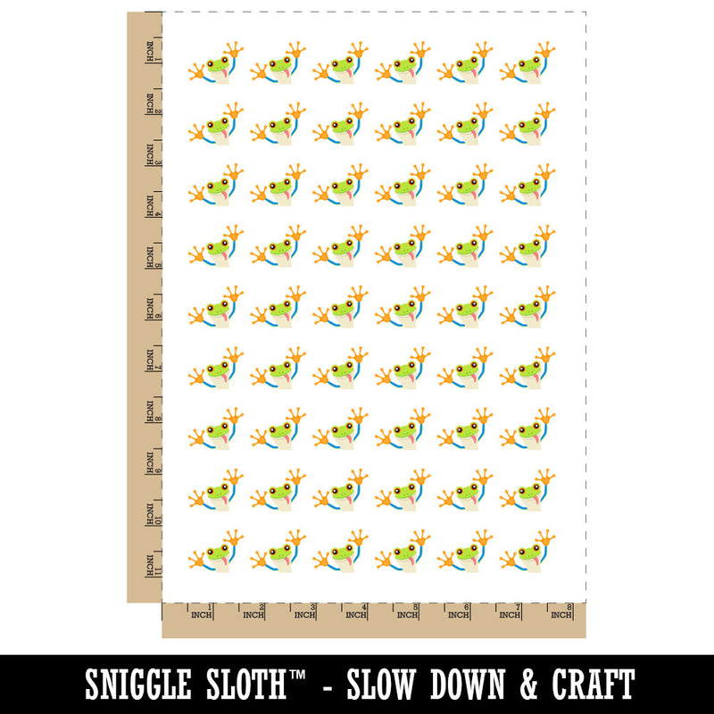 Peeking Friendly Tree Frog Temporary Tattoo Water Resistant Fake Body Art Set Collection (1 Sheet)