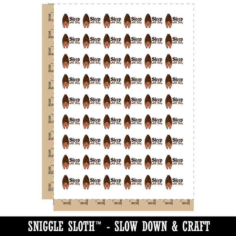 Sleep All Day Bat Hanging Funny Nap Time Temporary Tattoo Water Resistant Fake Body Art Set Collection (1 Sheet)