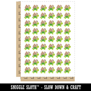 Sloth Riding Turtle Temporary Tattoo Water Resistant Fake Body Art Set Collection (1 Sheet)