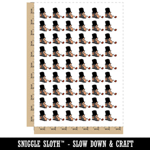 Sophisticated Chimp Ape Monkey Top Hat Pipe Temporary Tattoo Water Resistant Fake Body Art Set Collection (1 Sheet)