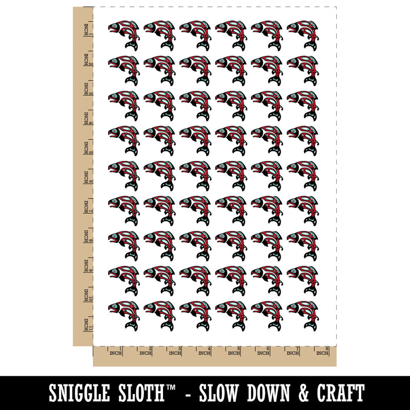 Tribal Native American Salmon Fish Totem Temporary Tattoo Water Resistant Fake Body Art Set Collection (1 Sheet)