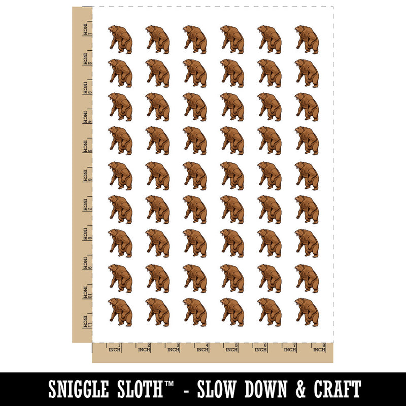 Angry Grizzly Bear Standing and Roaring Temporary Tattoo Water Resistant Fake Body Art Set Collection (1 Sheet)