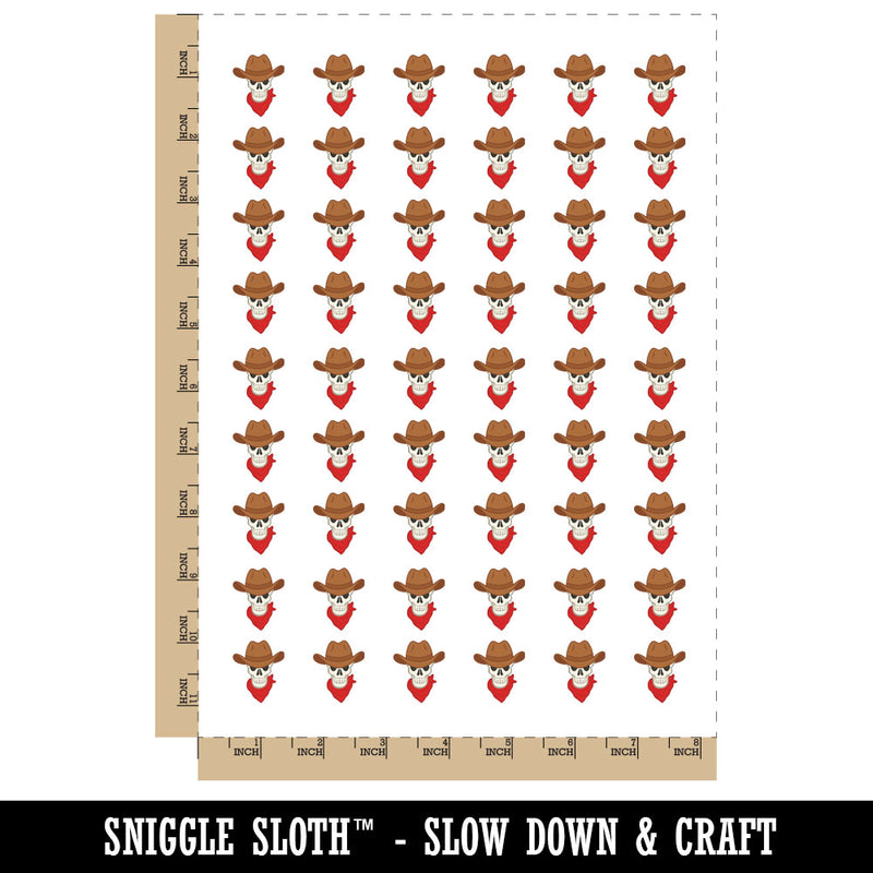 Bandit Outlaw Skull Cowboy Temporary Tattoo Water Resistant Fake Body Art Set Collection (1 Sheet)