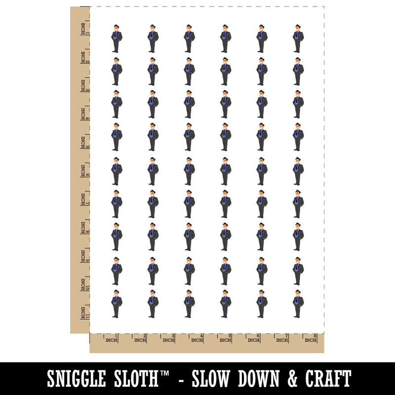 Cartoon Business Man Suit Tie Temporary Tattoo Water Resistant Fake Body Art Set Collection (1 Sheet)