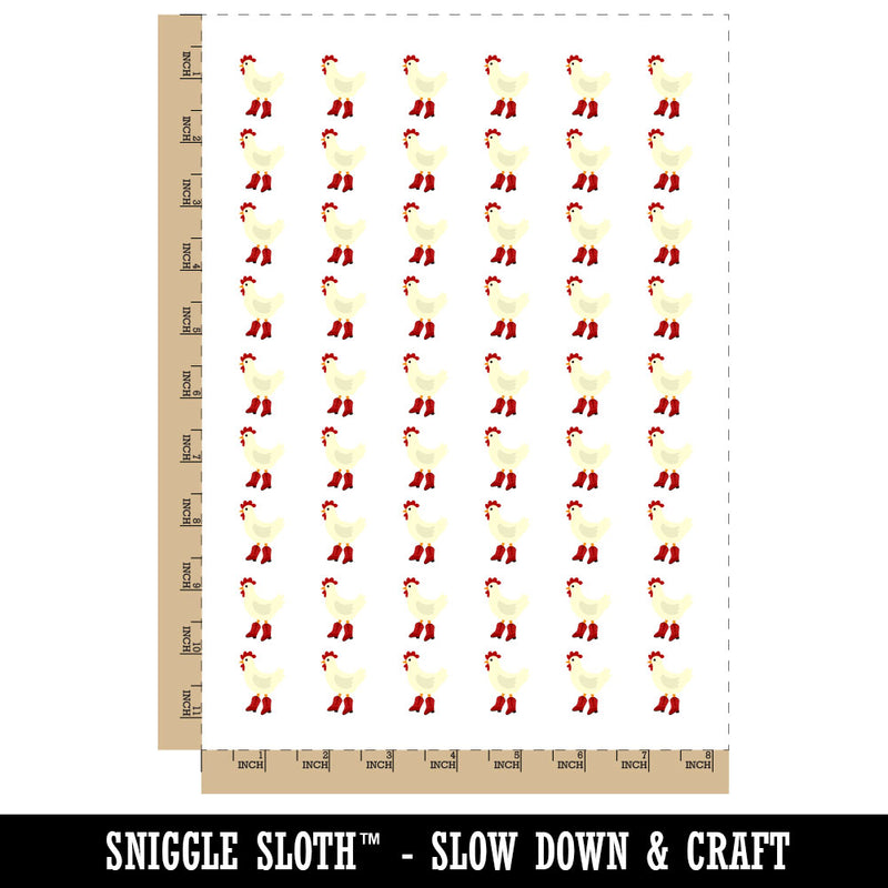 Chicken in Cowboy Boots Temporary Tattoo Water Resistant Fake Body Art Set Collection (1 Sheet)