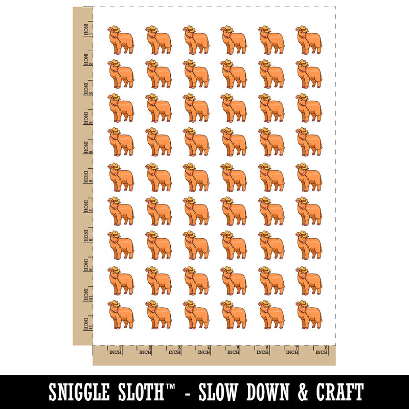 Cute Fluffy Cow with Cowboy Hat Calf Temporary Tattoo Water Resistant Fake Body Art Set Collection (1 Sheet)